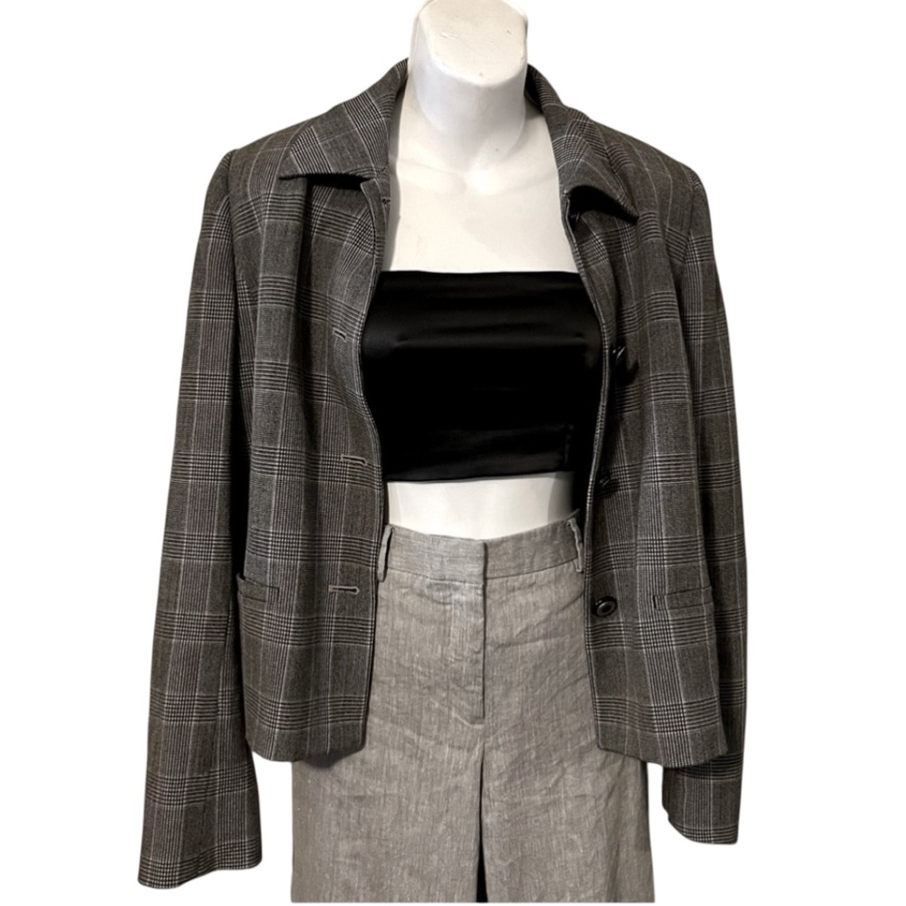 Vintage Chaps Women’s Plaid Cropped Trendy Blazer Jacket